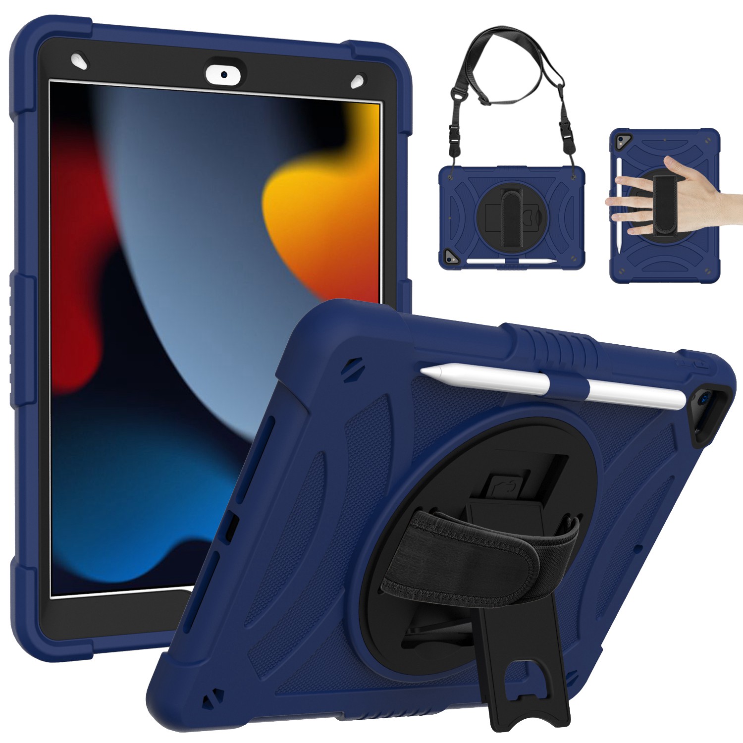For iPad 9th/8th/7th Gen 10.2″ Tablet, 3-in-1 Hand/Shoulder Strap with Kickstand