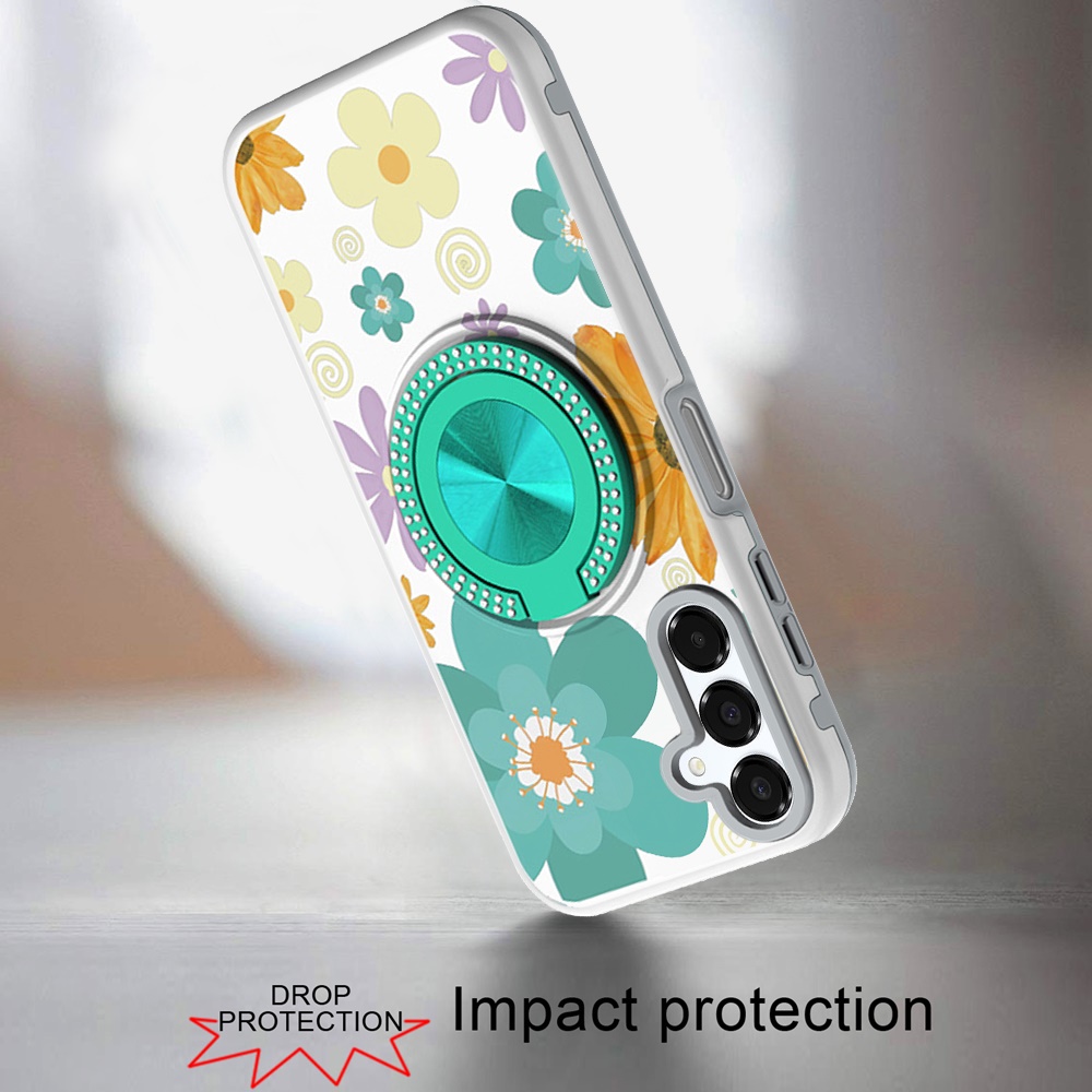 ダイヤモンドパターン ローリングケース for Samsung A16 5G Metal Diamond CD Pattern Hybrid Case with
