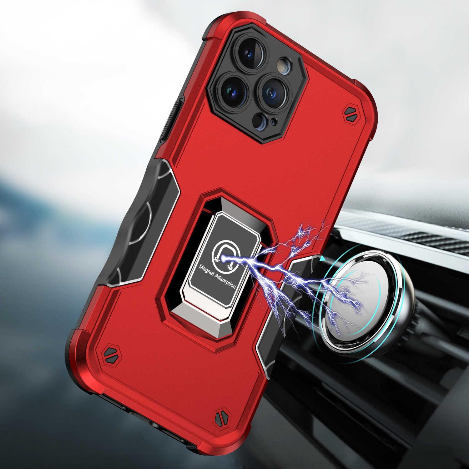 Funda híbrida con soporte de anillo magnético OPTIMUM para iPhone 15 Pro - - Imagen 7 de 17
