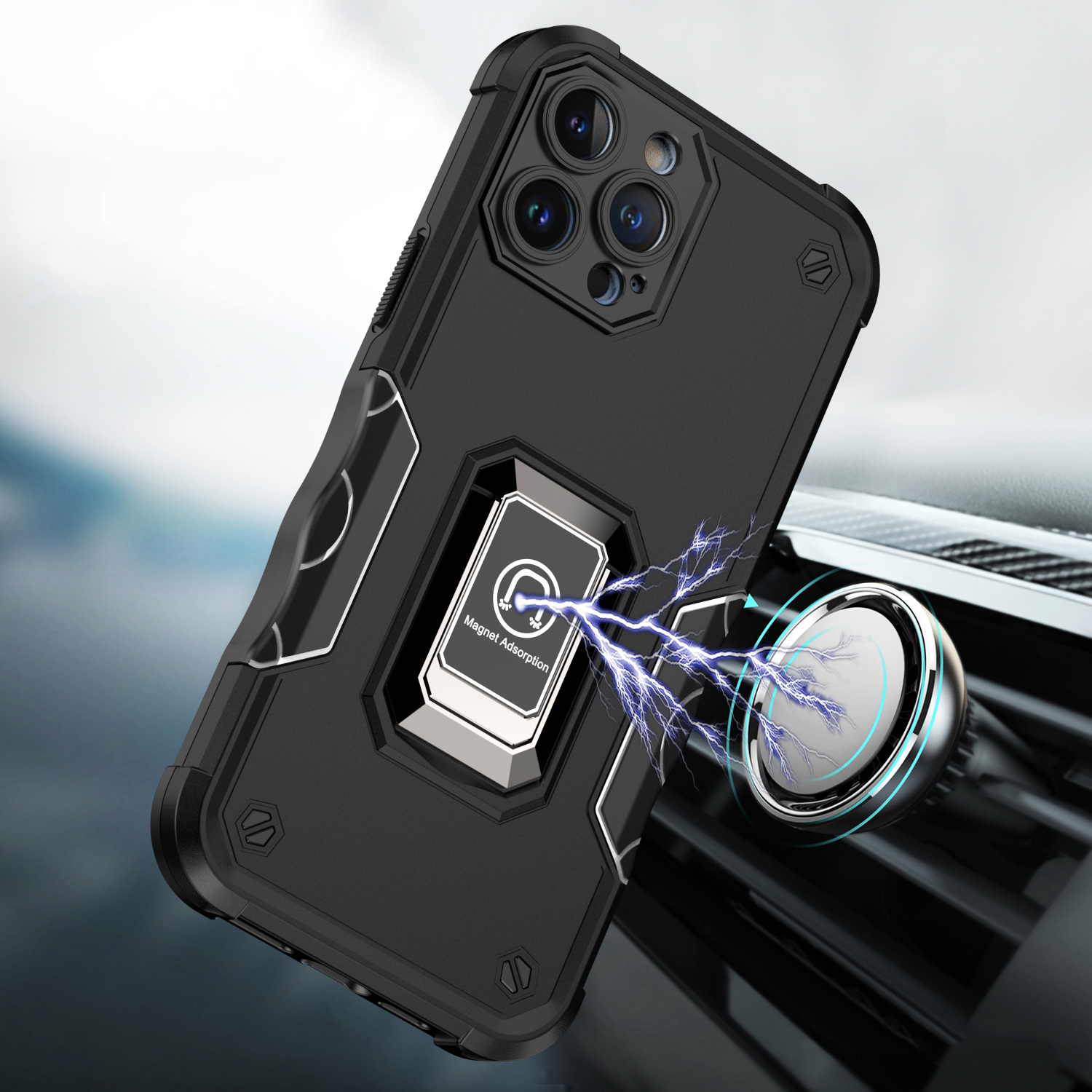 Funda híbrida con soporte de anillo magnético OPTIMUM para iPhone 15 Pro - - Imagen 2 de 17