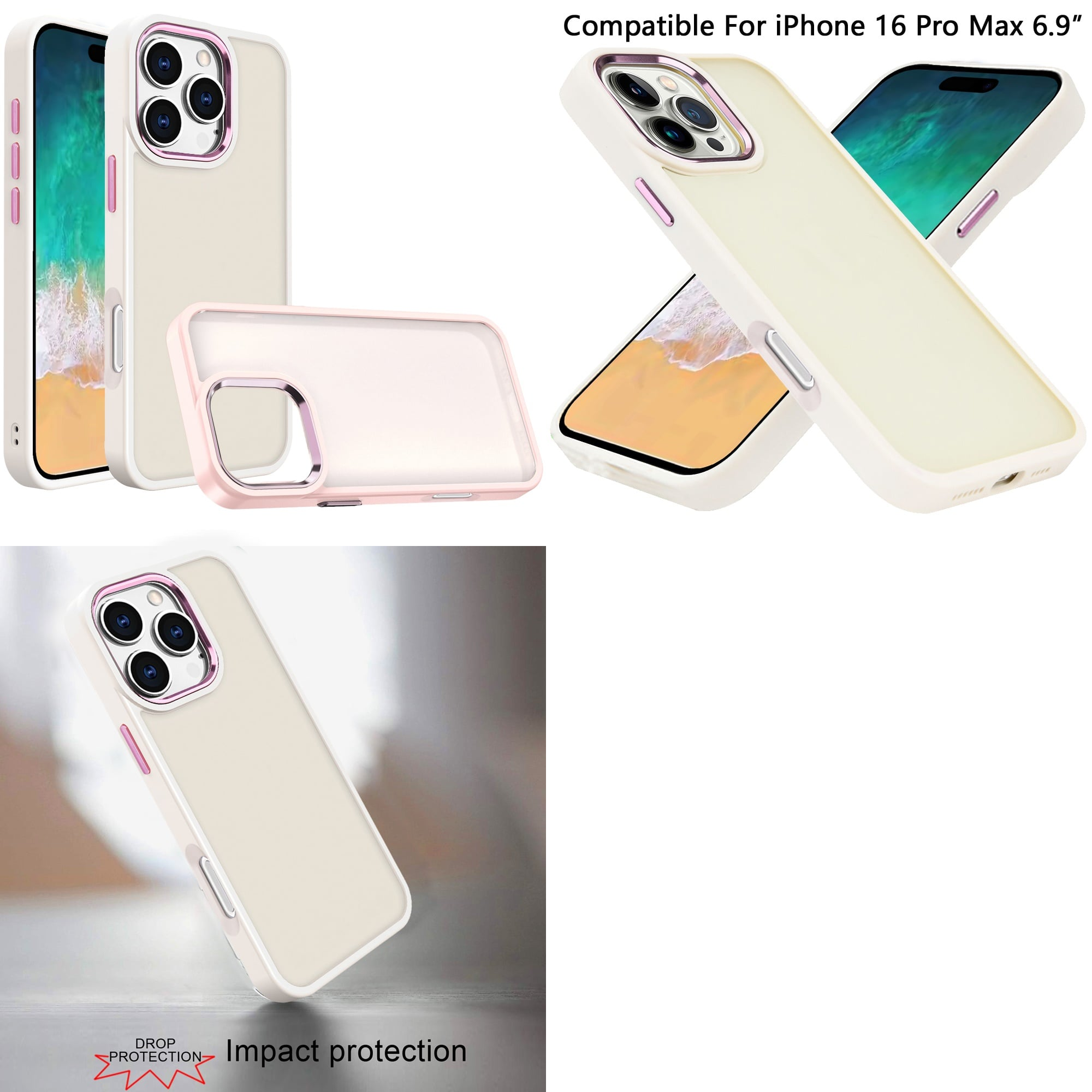 For iPhone 16 Pro Max Acrylic Metal Button Hybrid Case - | eBay